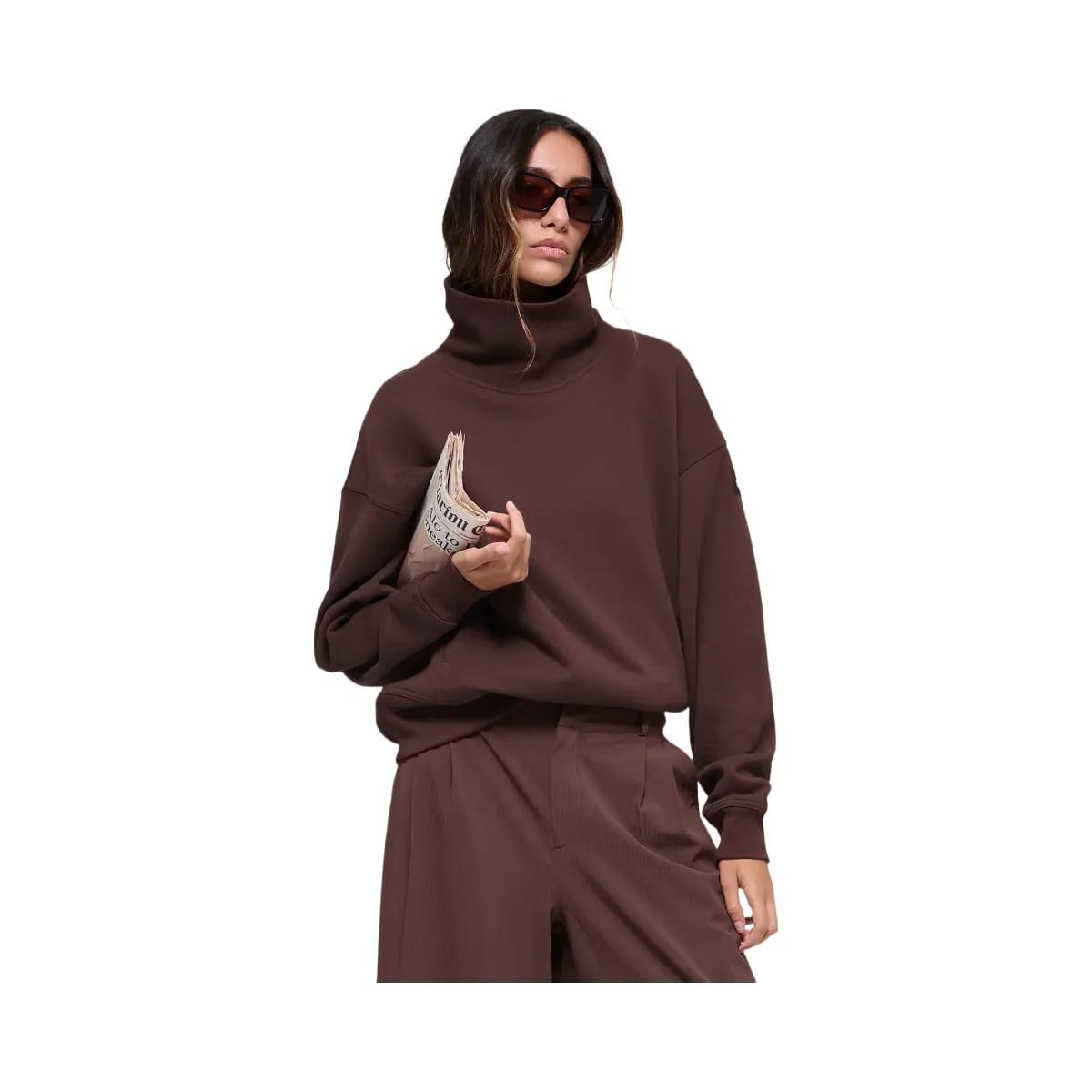 Alo Women's Hazy Mock Neck Pullover - Brownstone