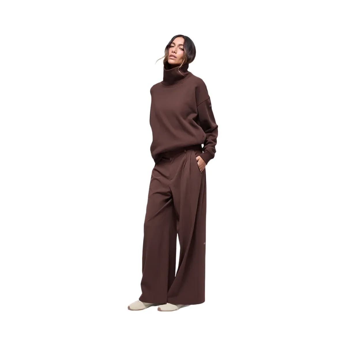 Alo Women's Hazy Mock Neck Pullover - Brownstone