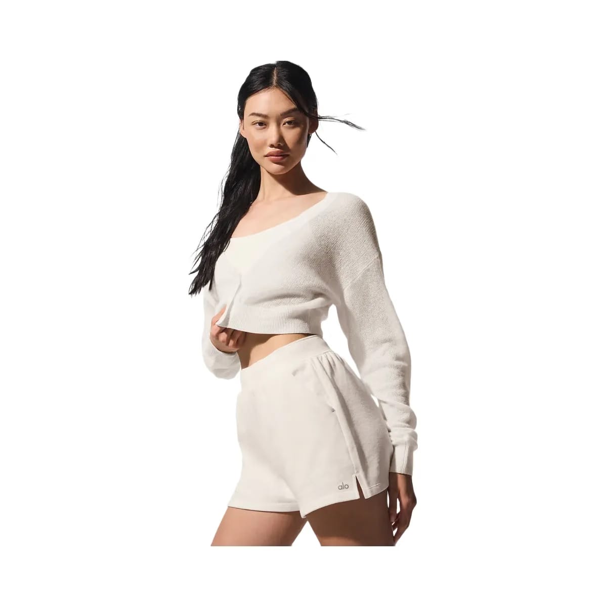 Alo Women's Sheer Cashmere Cropped Cardigan - Ivory
