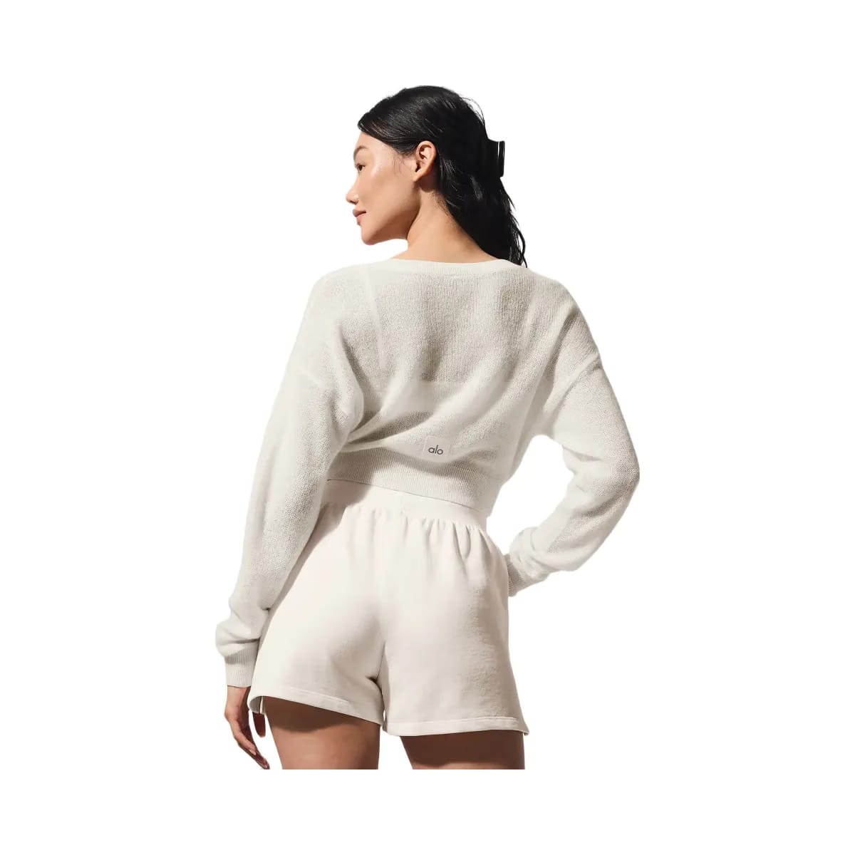 Alo Women's Sheer Cashmere Cropped Cardigan - Ivory