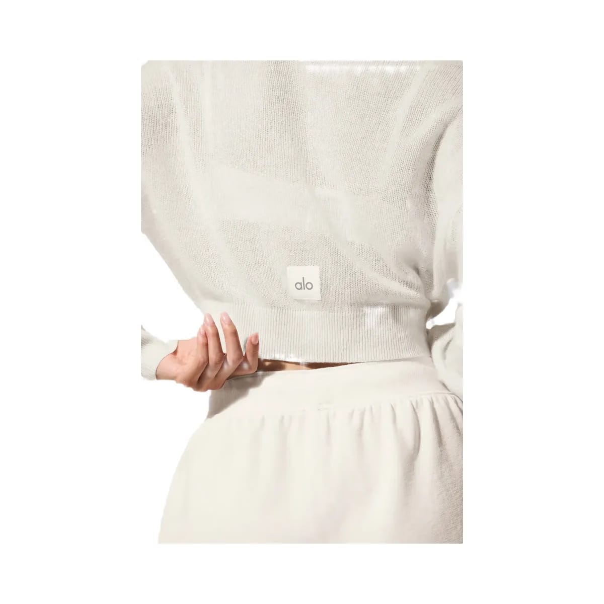 Alo Women's Sheer Cashmere Cropped Cardigan - Ivory