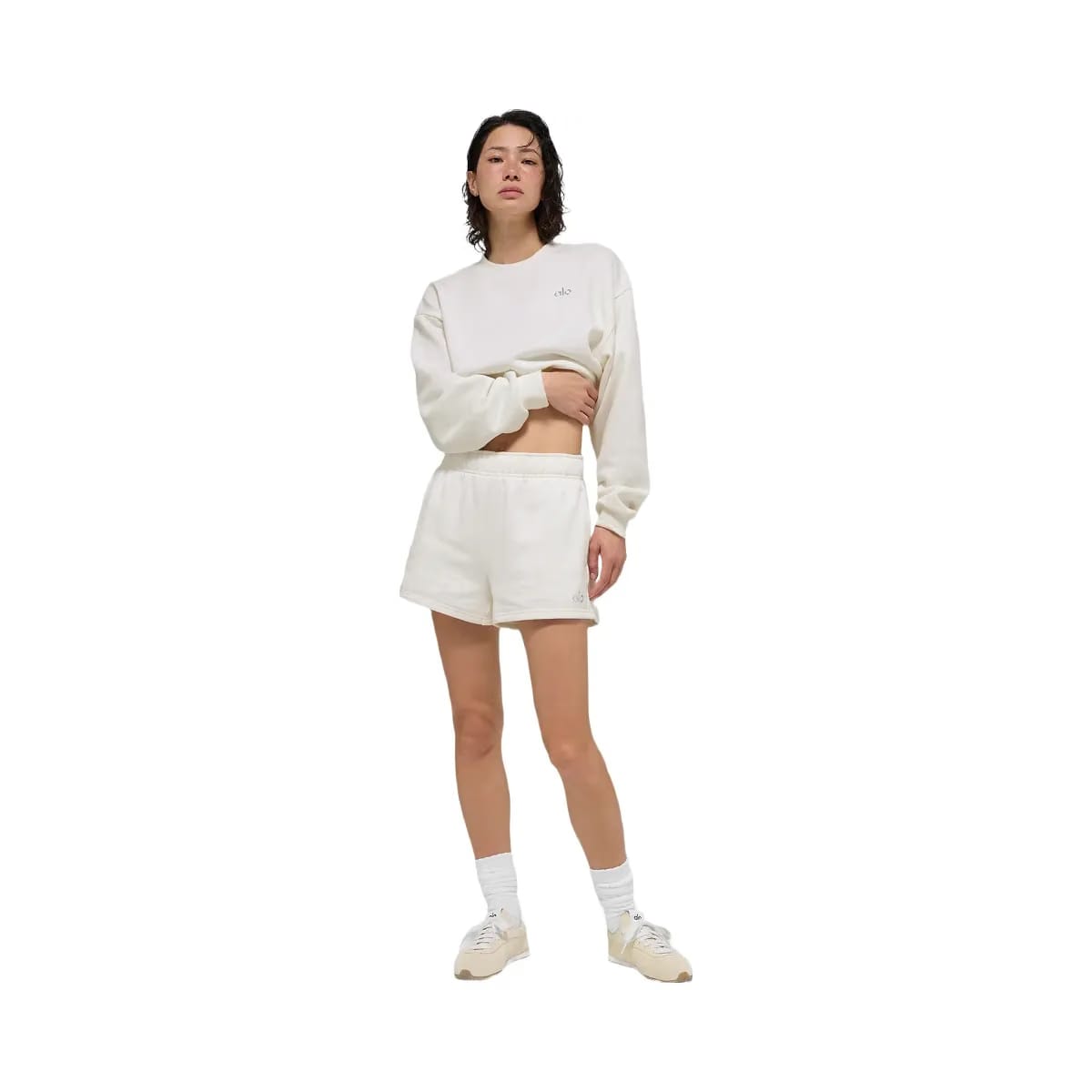 Alo Women's Cropped Accolade Crewneck - Ivory