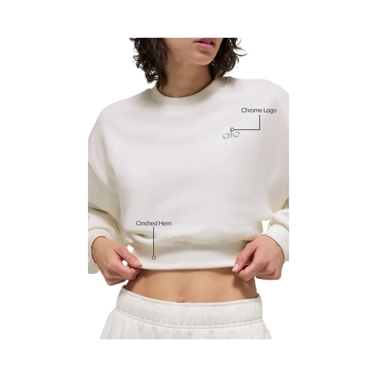 Alo Women's Cropped Accolade Crewneck - Ivory