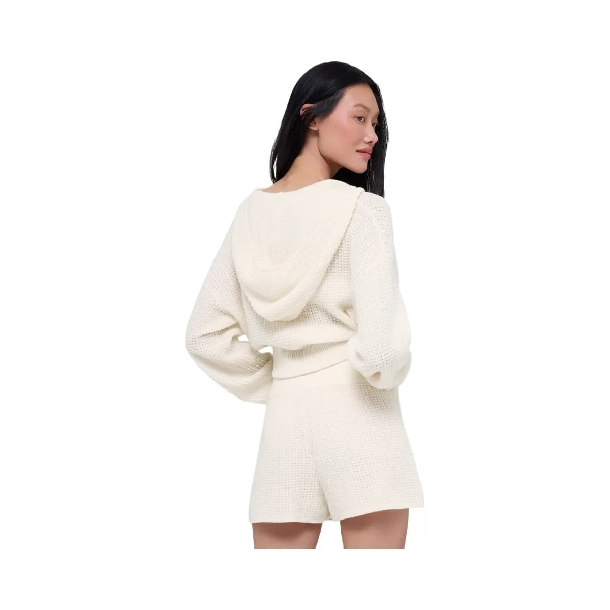 Alo Women's Cashmere Plush Waffle Full Zip Hoodie - Ivory