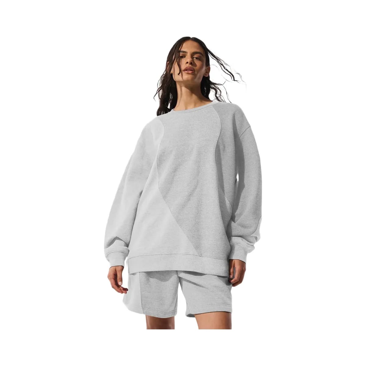 Alo Women's Make Waves Crew Neck Pullover - Athletic Heather Grey Tonal