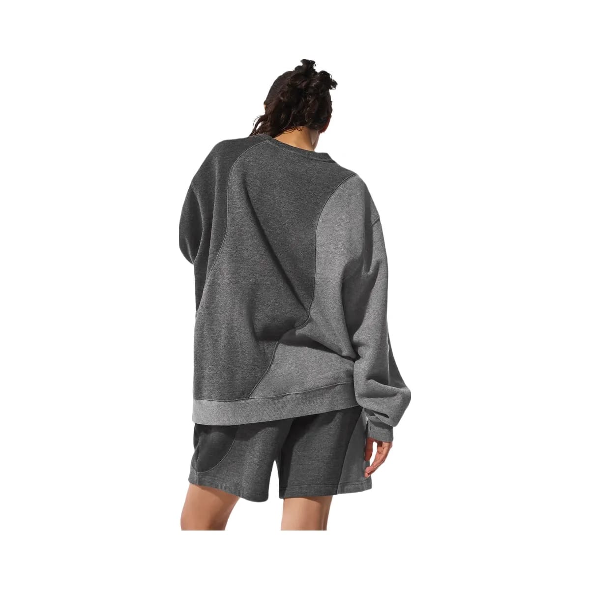 Alo Women's Make Waves Crew Neck Pullover - Dark Heather Grey Tonal