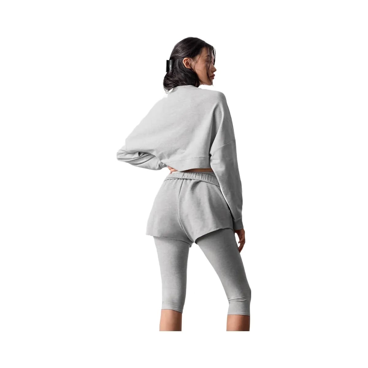 Alo Women's Cropped Sway Crew Neck Pullover - Athletic Heather Grey