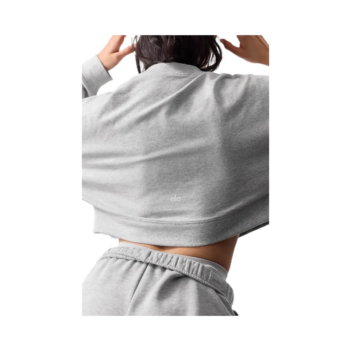 Alo Women's Cropped Sway Crew Neck Pullover - Athletic Heather Grey