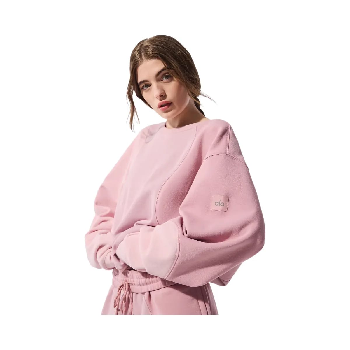 Alo Women's Make Waves Crew Neck Pullover - Sunset Pink Tonal
