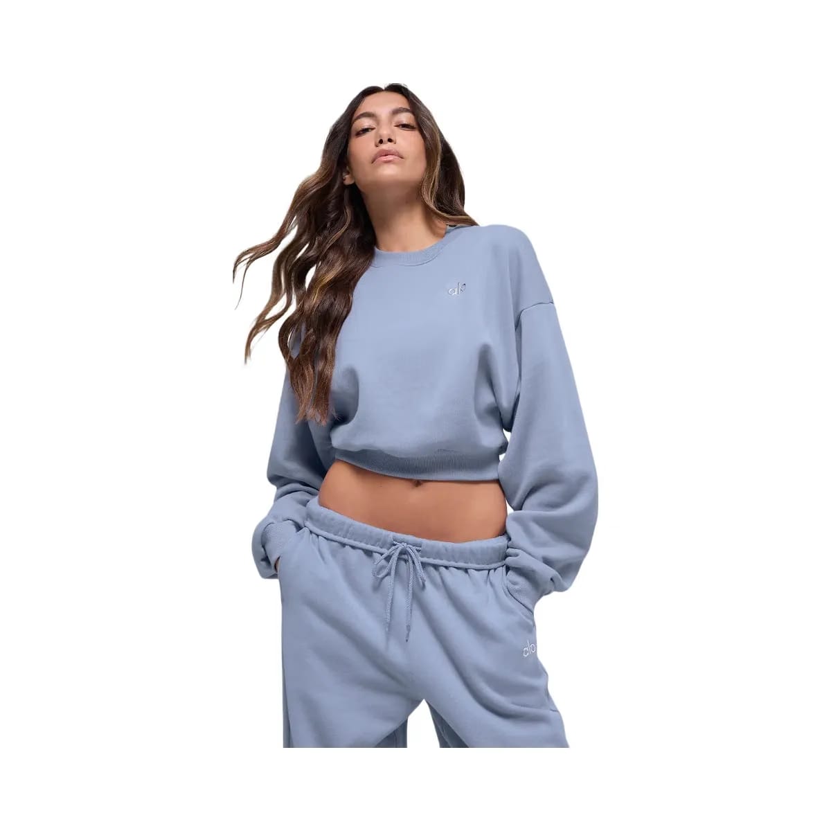 Alo Women's Cropped Accolade Crewneck - Winter Frost