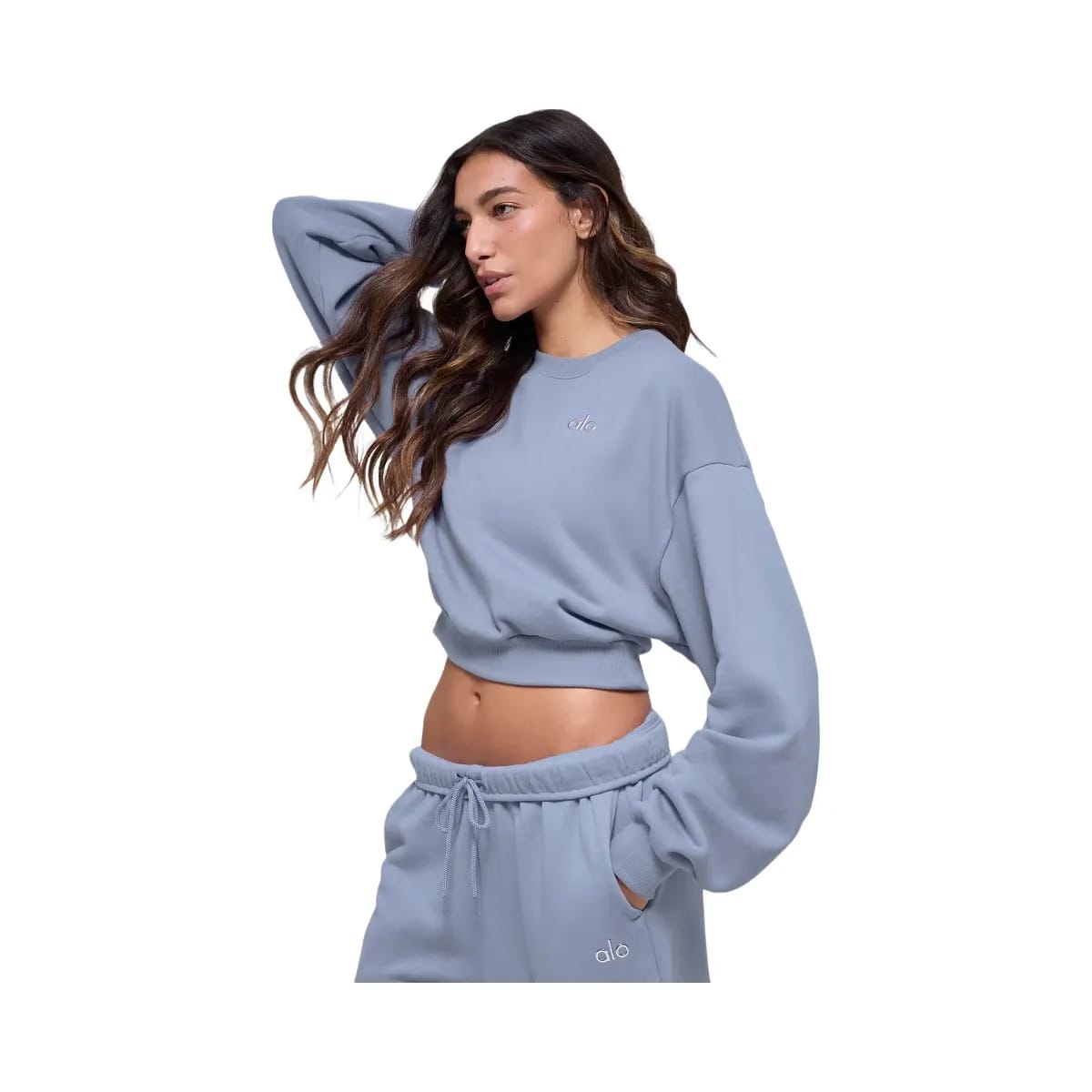 Alo Women's Cropped Accolade Crewneck - Winter Frost