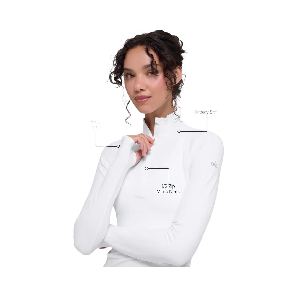Alo Women's Alosoft 1/2 Zip Rapid Pullover - White