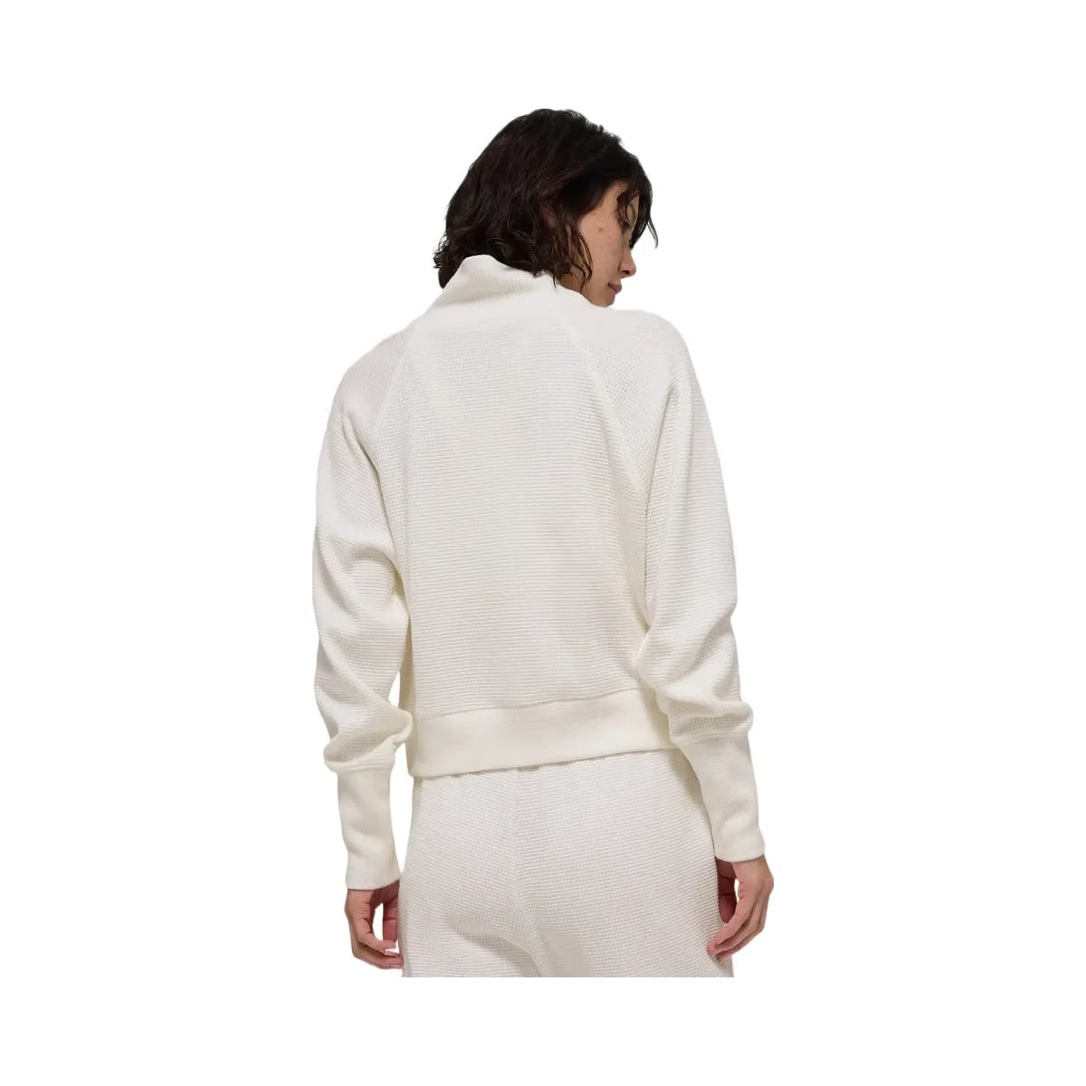 Alo Women's Waffle Weekend Escape Mock Neck Long Sleeve - Ivory