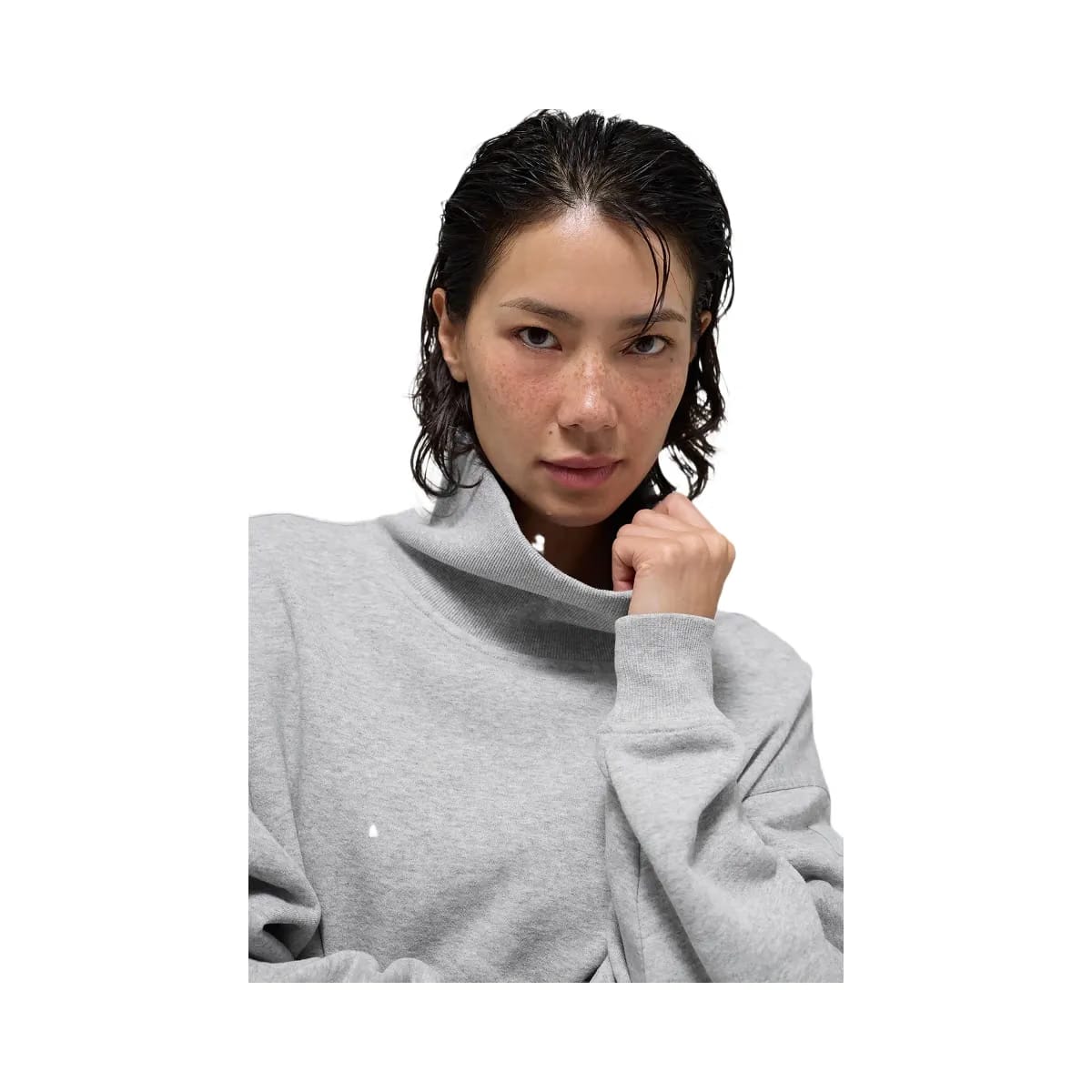 Alo Women's Hazy Mock Neck Pullover - Athletic Heather Grey