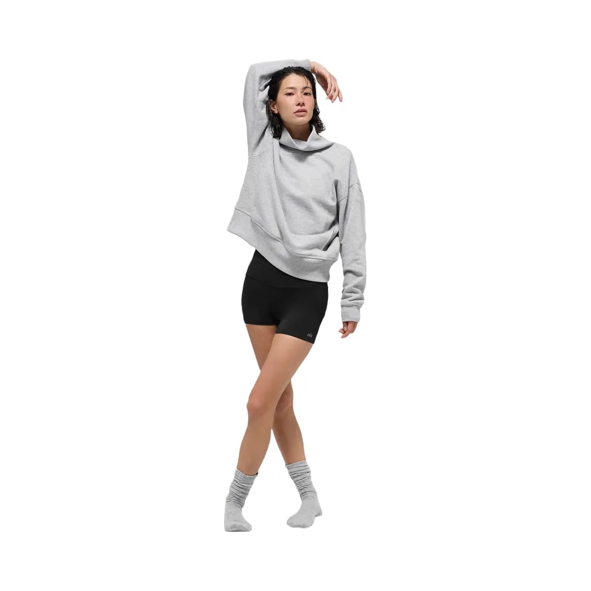 Alo Women's Hazy Mock Neck Pullover - Athletic Heather Grey