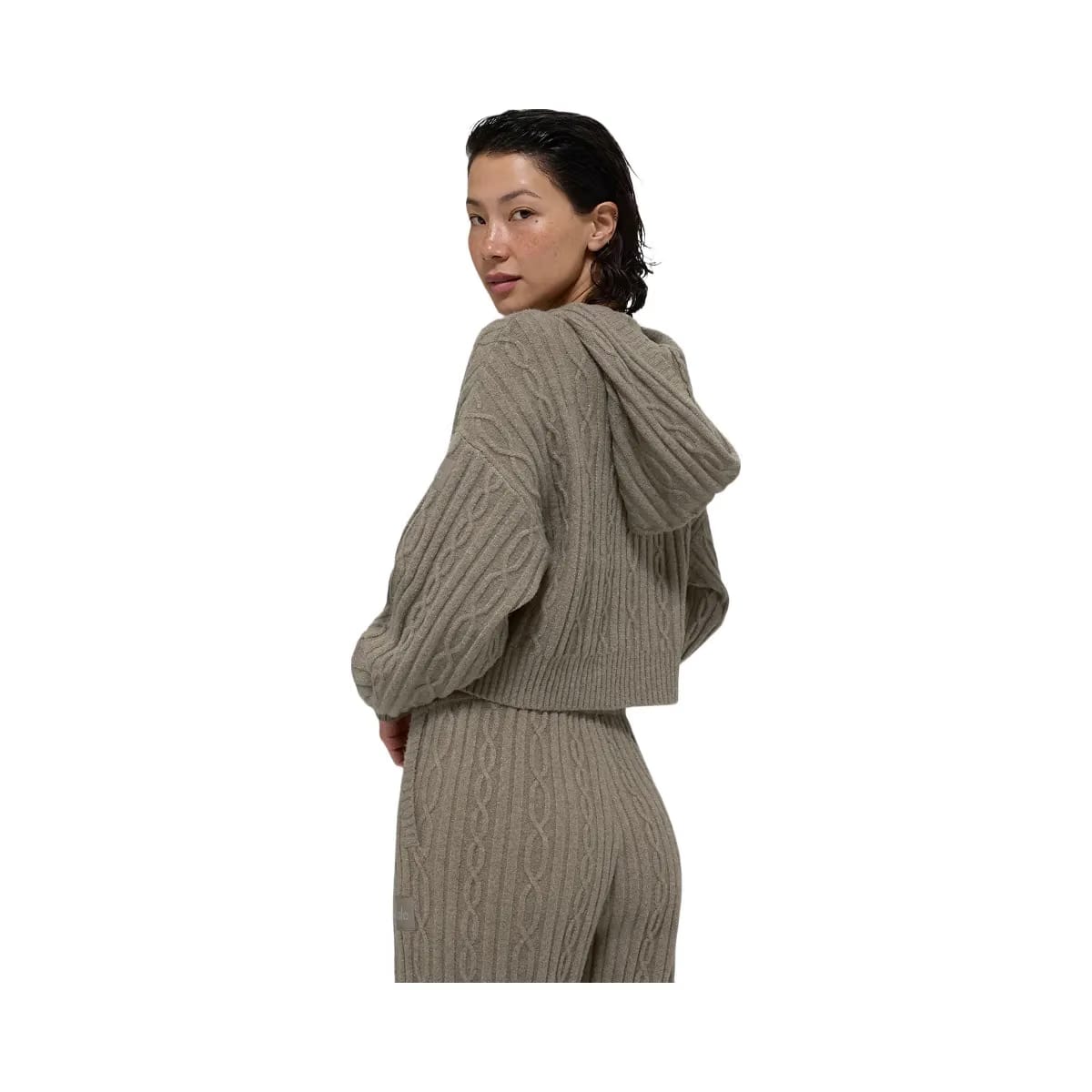 Alo Women's Cable Knit Winter Bliss Hoodie - Light Cocoa