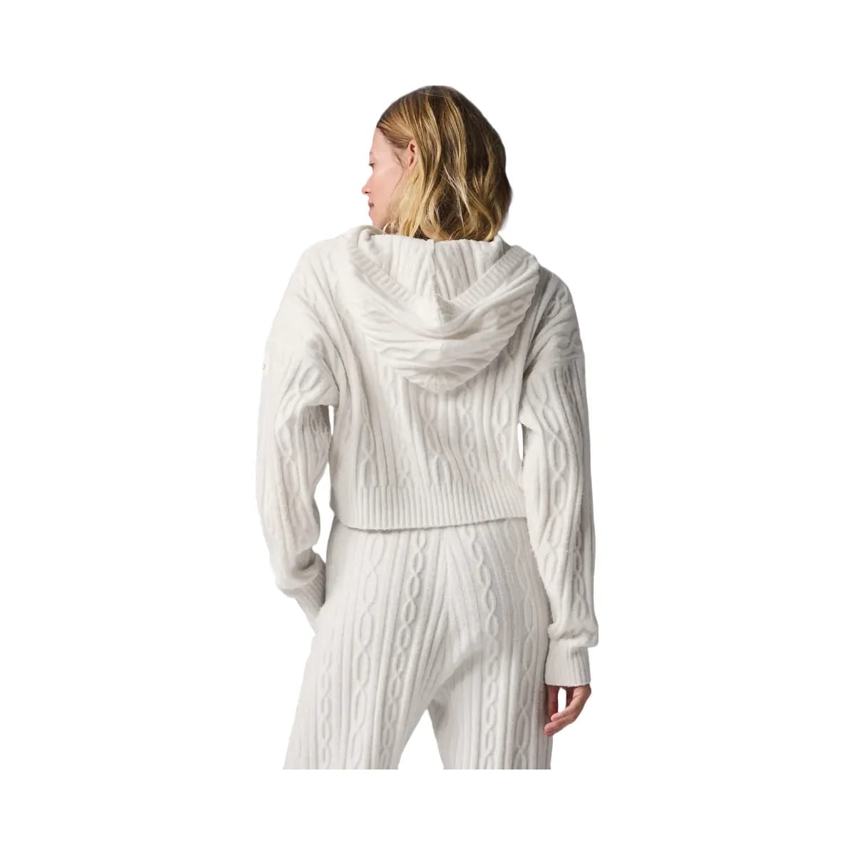 Alo Women's Cable Knit Winter Bliss Hoodie - Ivory