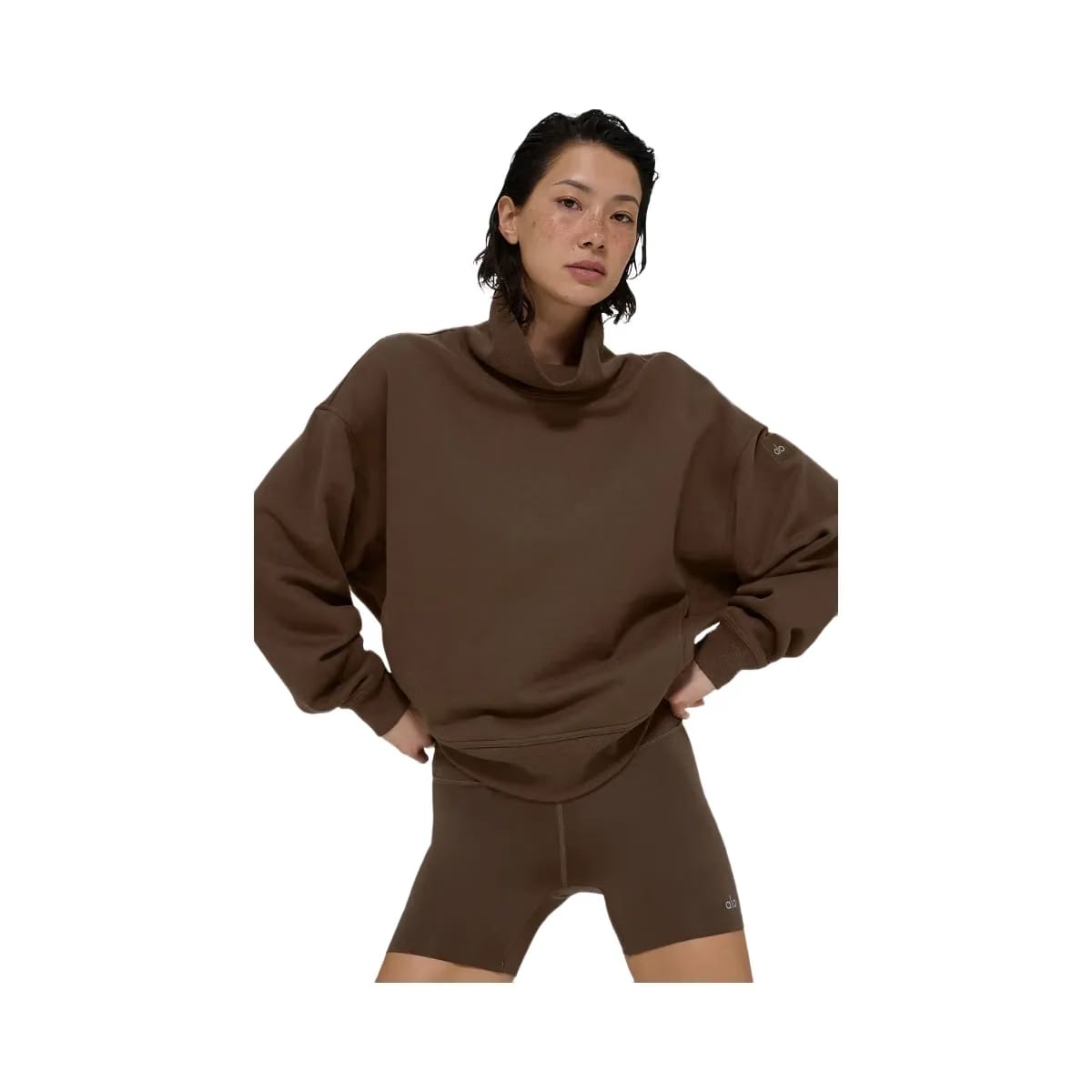Alo Women's Hazy Mock Neck Pullover - Espresso