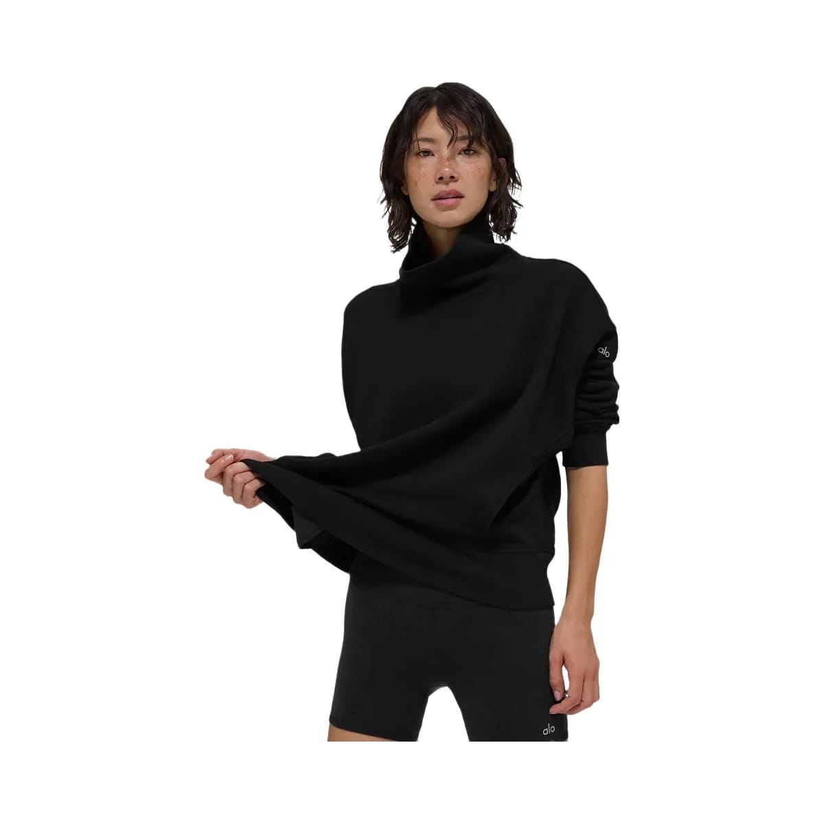 Alo Women's Hazy Mock Neck Pullover - Black