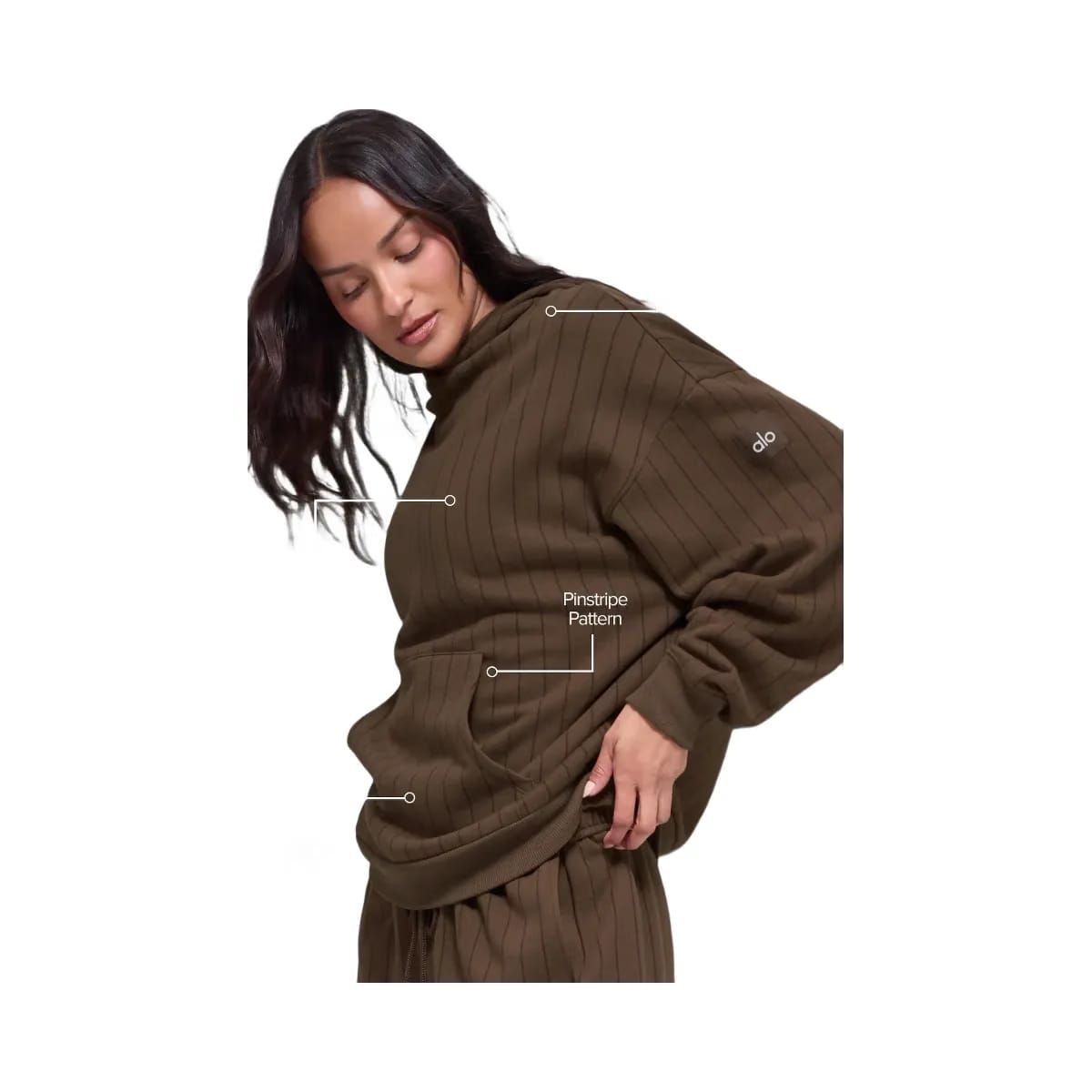 Alo Women's Pinstripe Hoodie - Espresso Pinstripe