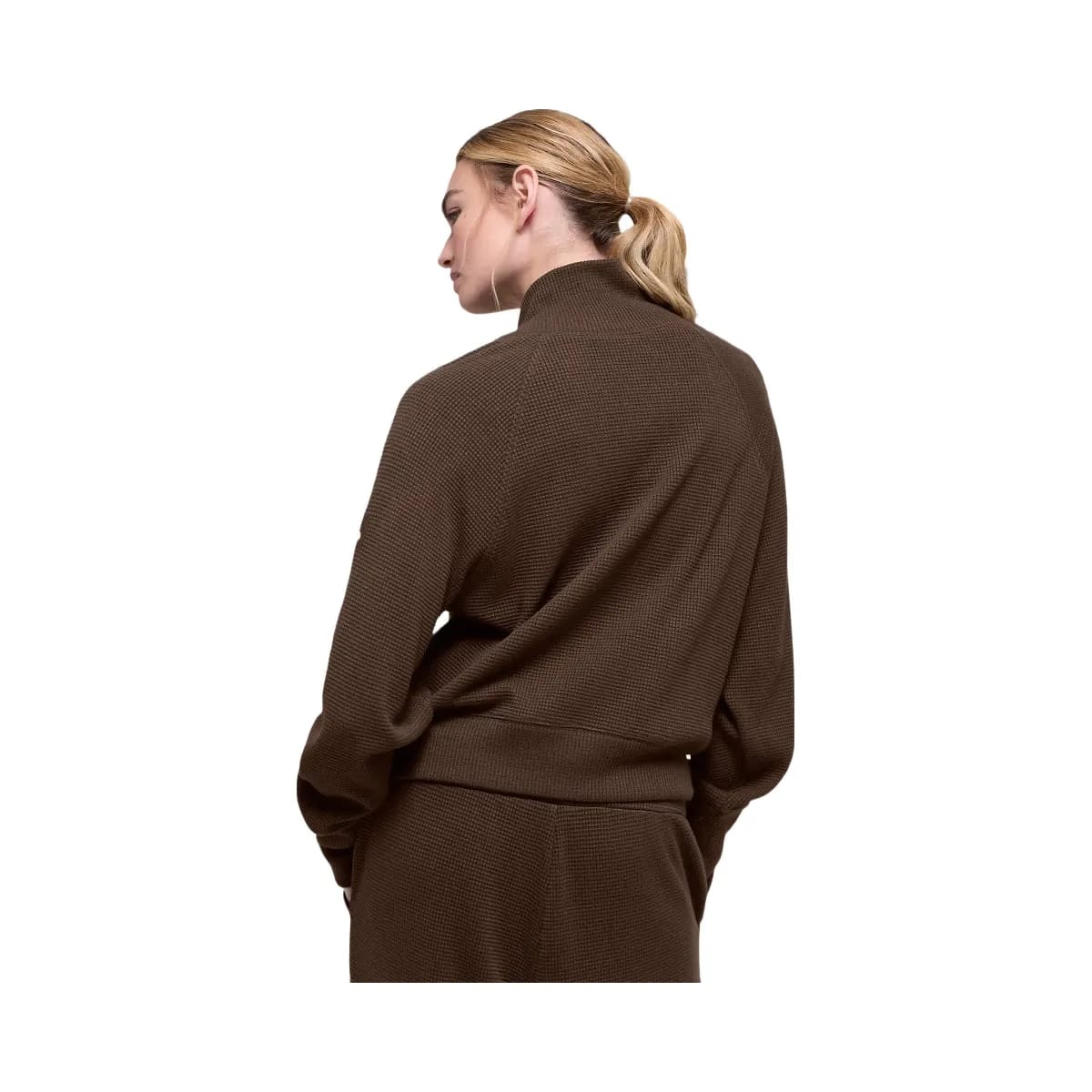 Alo Women's Waffle Weekend Escape Mock Neck Long Sleeve - Espresso
