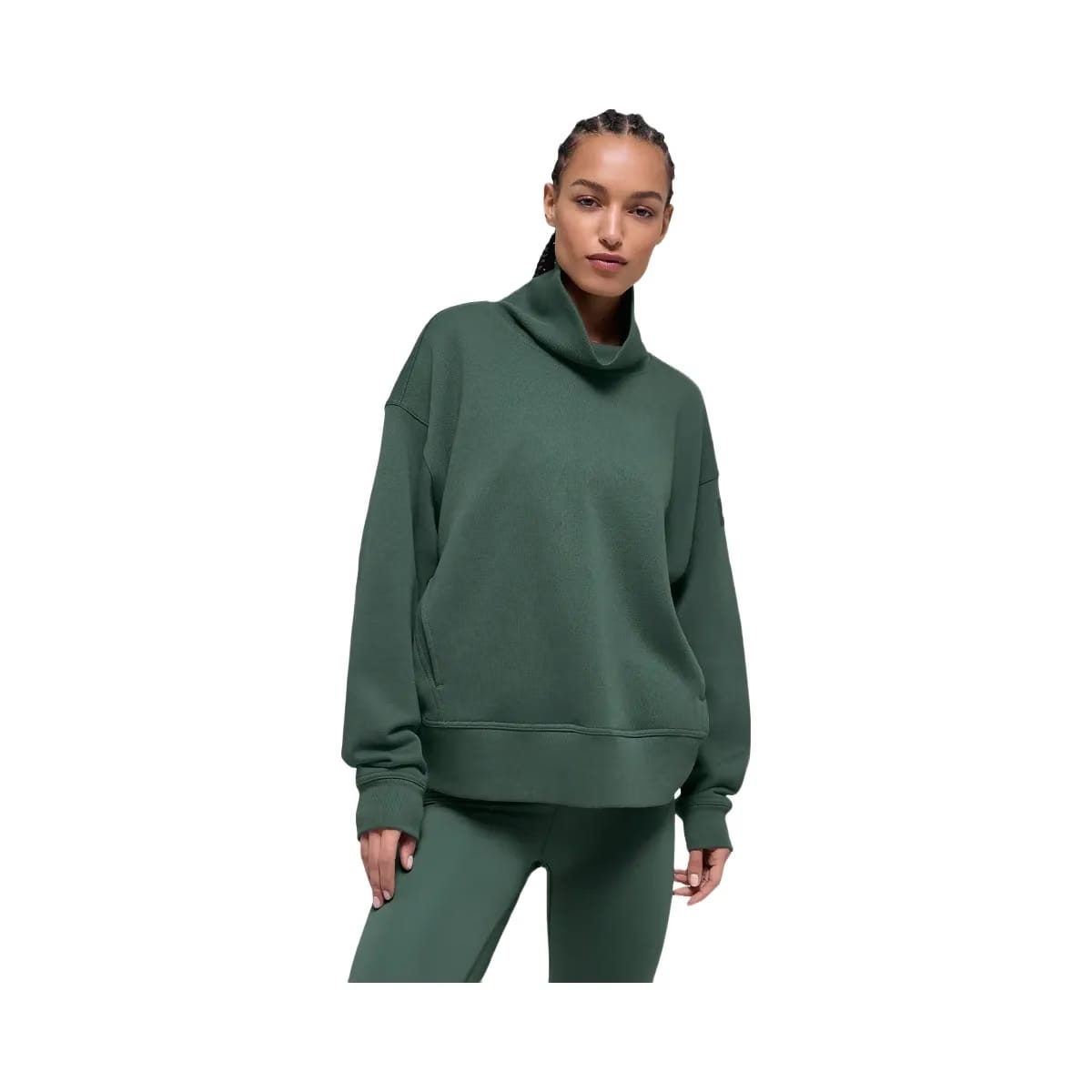Alo Women's Hazy Mock Neck Pullover - Clover Green