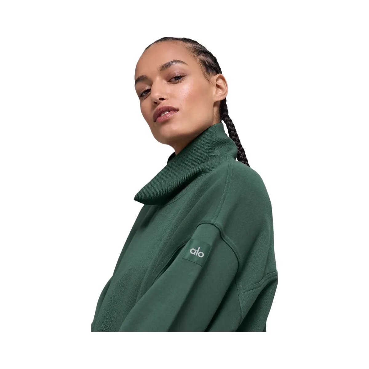 Alo Women's Hazy Mock Neck Pullover - Clover Green