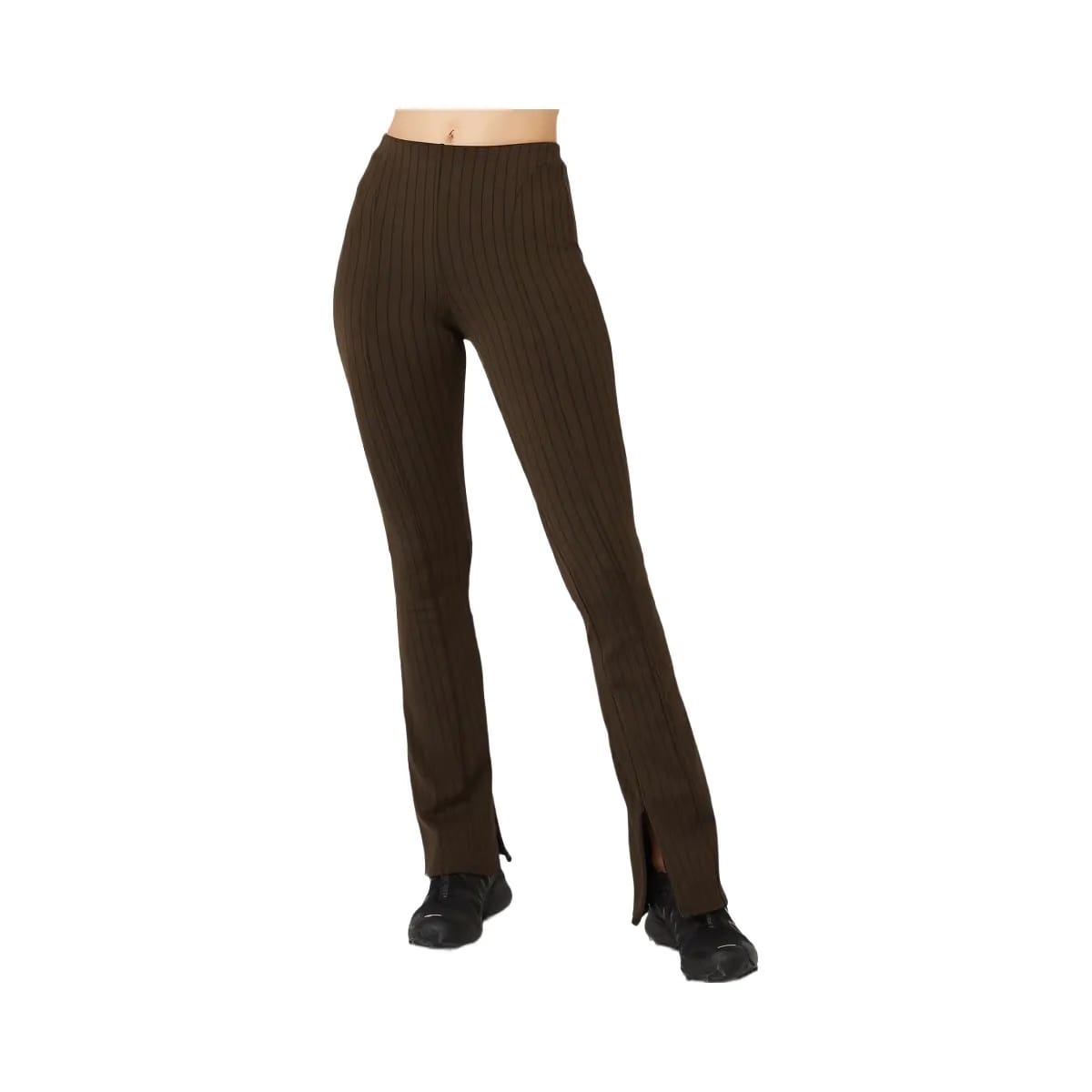 Alo Women's High-Waist Pinstripe Zip It Flare Legging - Espresso/Black