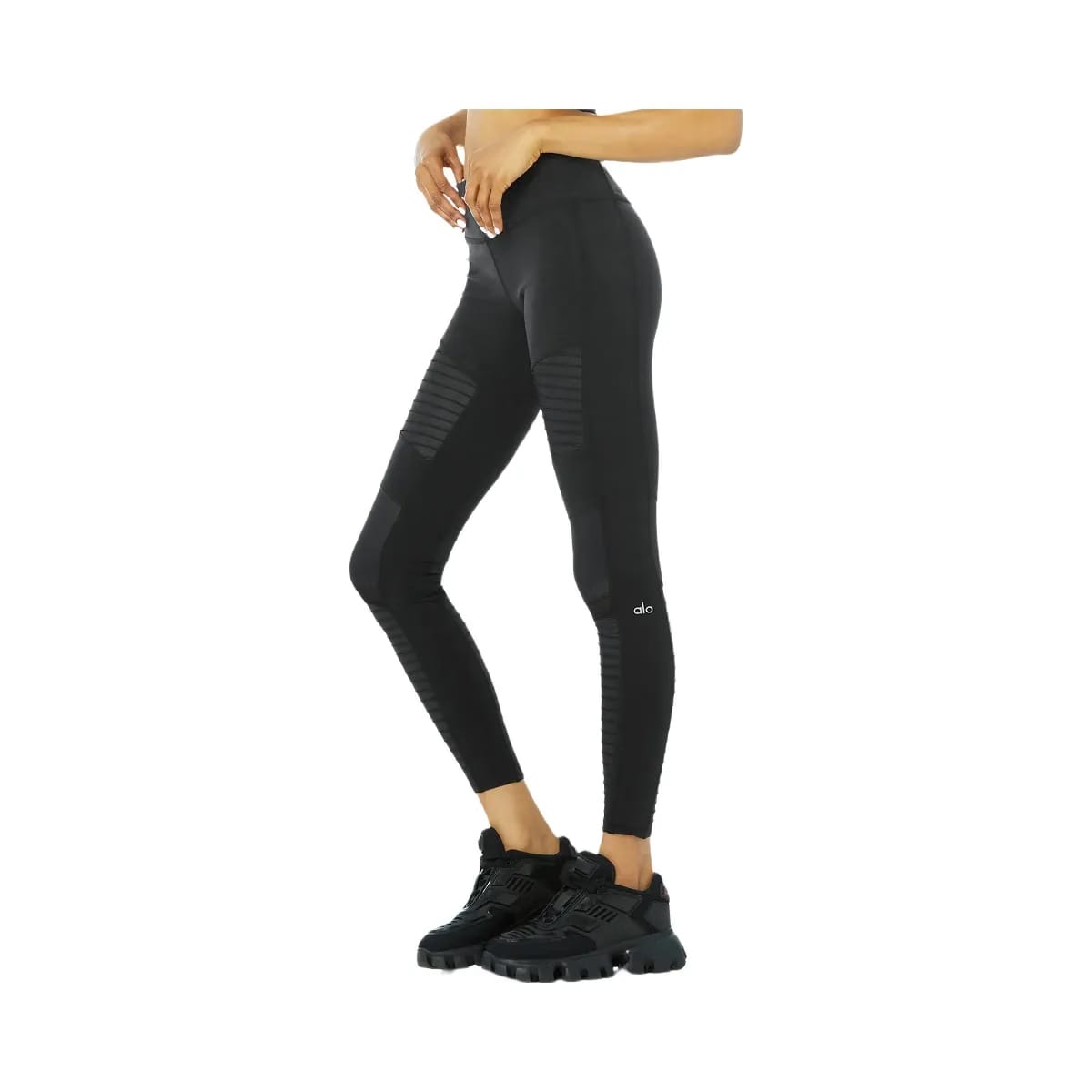Alo Women's Moto Legging - Black/Black Glossy