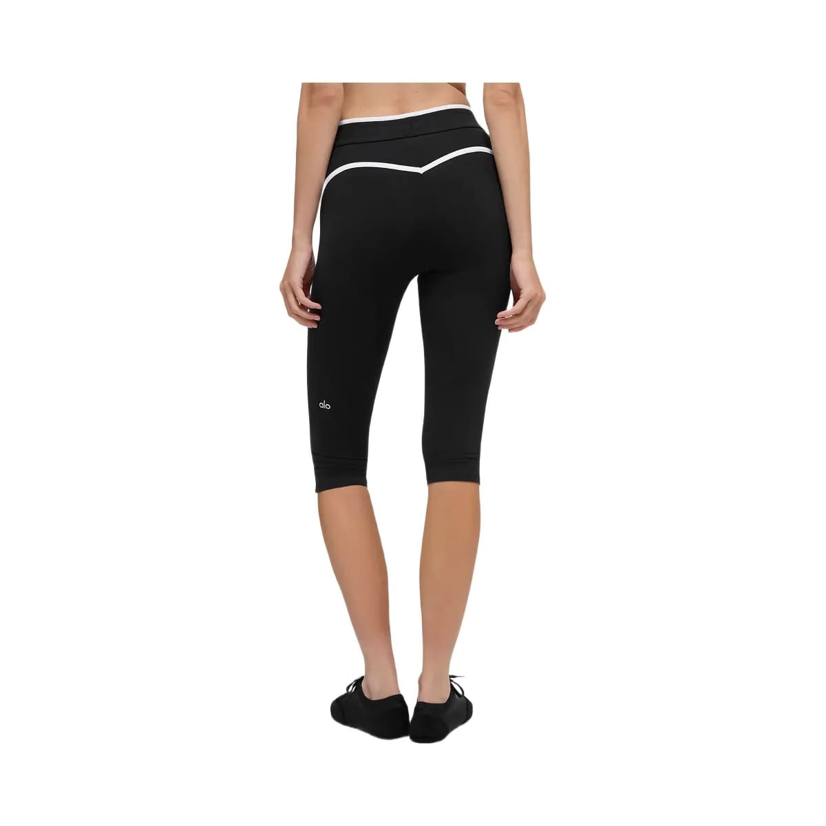Alo Women's Airbrush High-Waist Race Pace Capri - Black/White