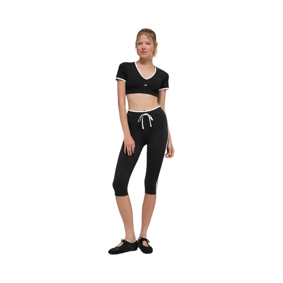 Alo Women's Airbrush High-Waist Race Pace Capri - Black/White