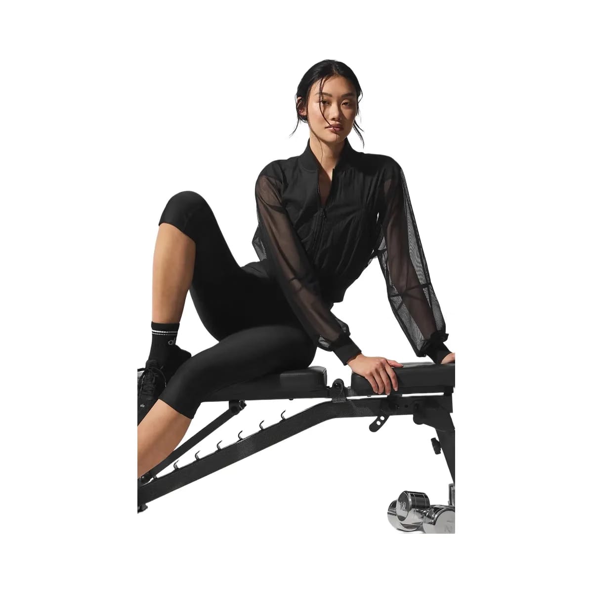 Alo Women's Airlift Mesh High-Waist Just Right Capri - Black
