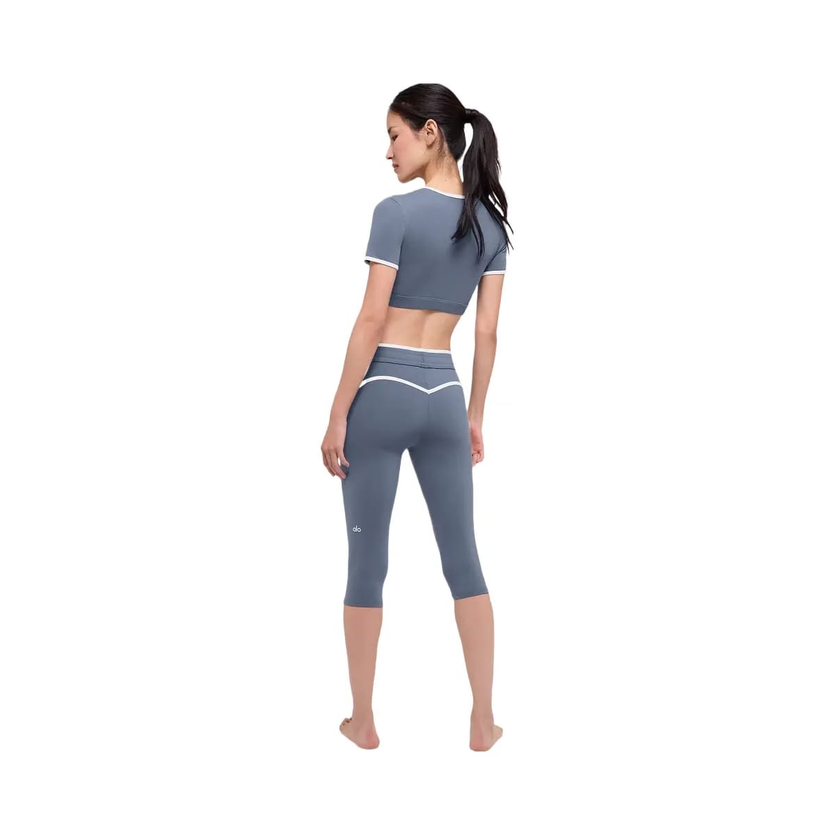 Alo Women's Airbrush High-Waist Race Pace Capri - Bluestone/White