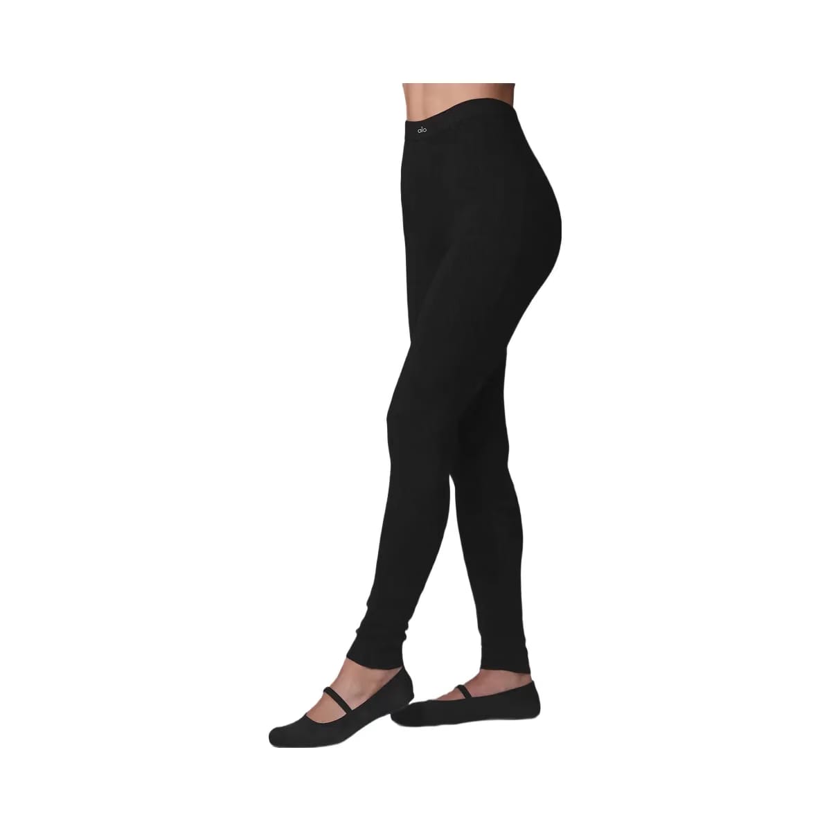 Alo Women's Pointelle Sweater High-Waist Be Mine Legging - Black