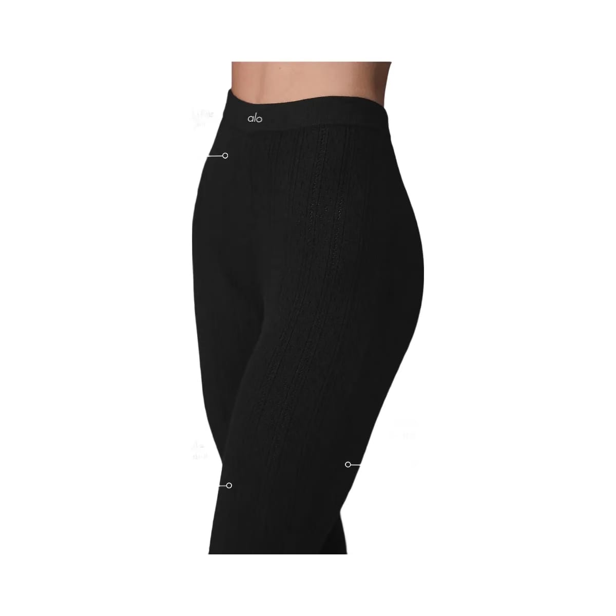 Alo Women's Pointelle Sweater High-Waist Be Mine Legging - Black