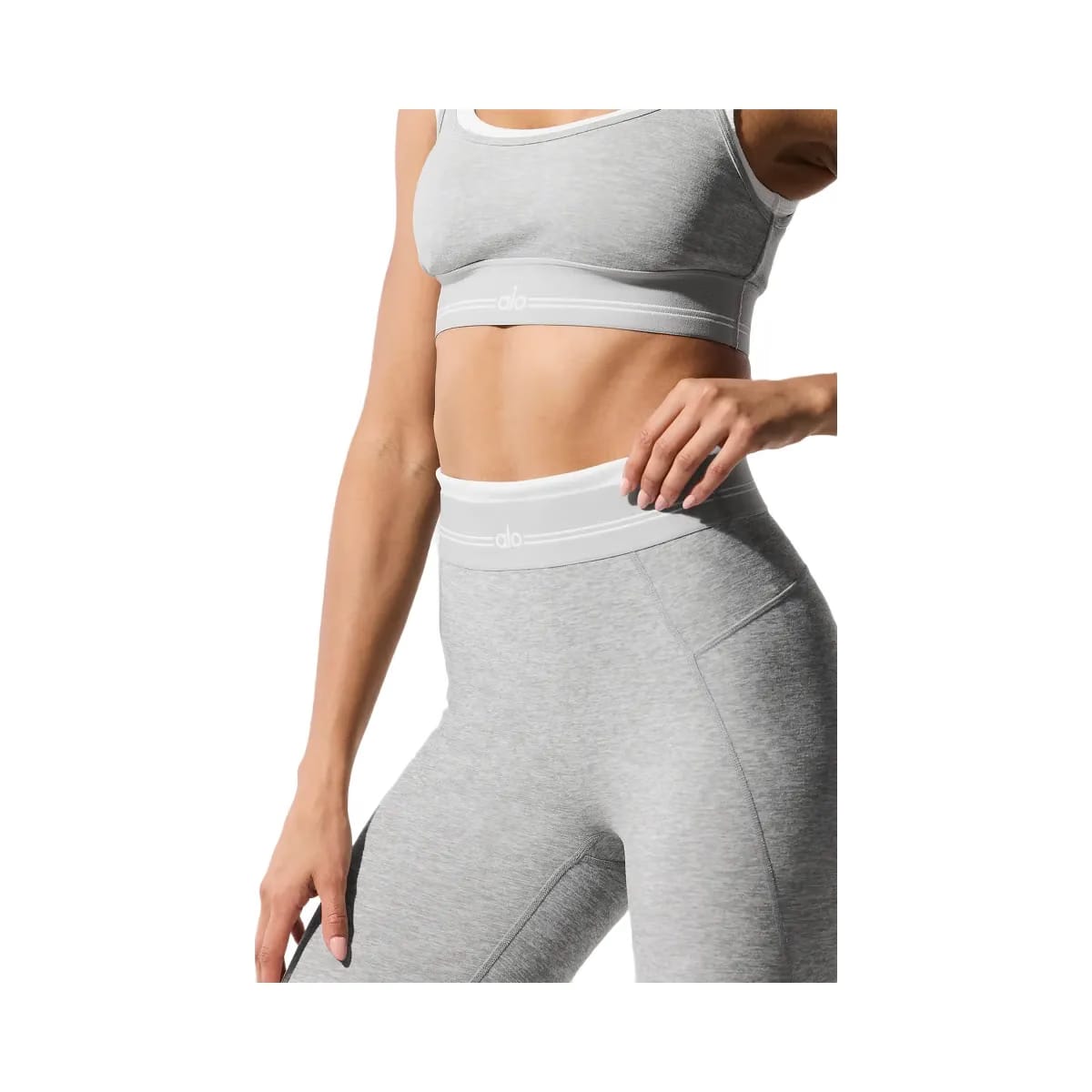 Alo Women's Alosoft High-Waist 7/8 Better Together Legging - Athletic Heather Grey/White