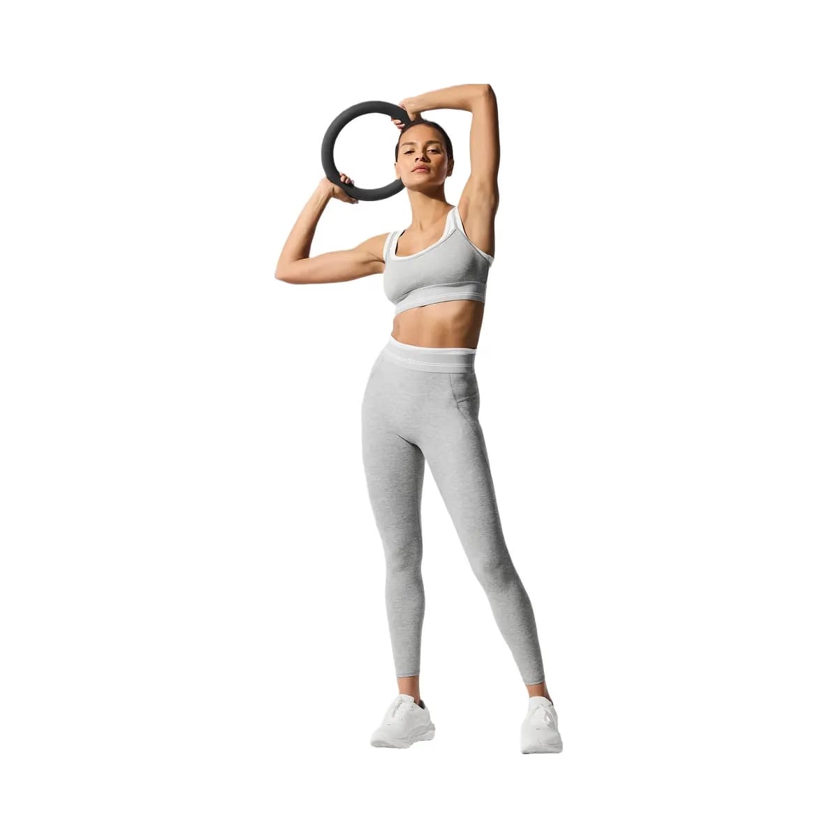 Alo Women's Alosoft High-Waist 7/8 Better Together Legging - Athletic Heather Grey/White
