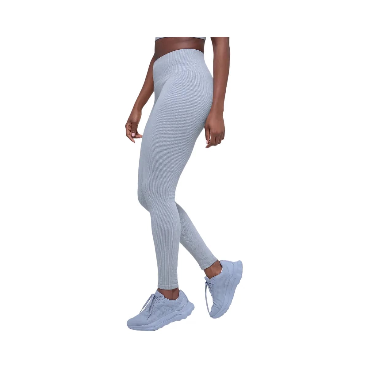 Alo Women's Seamless High-Waist Two Tone Rib Legging - Winter Frost Heather