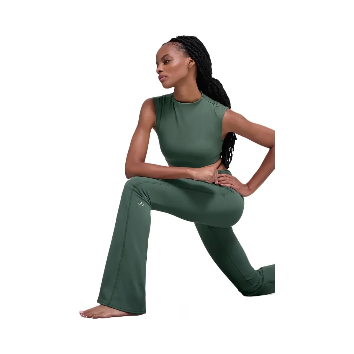 Alo Women's ALO Softsculpt Foldover Flare Legging - Clover Green