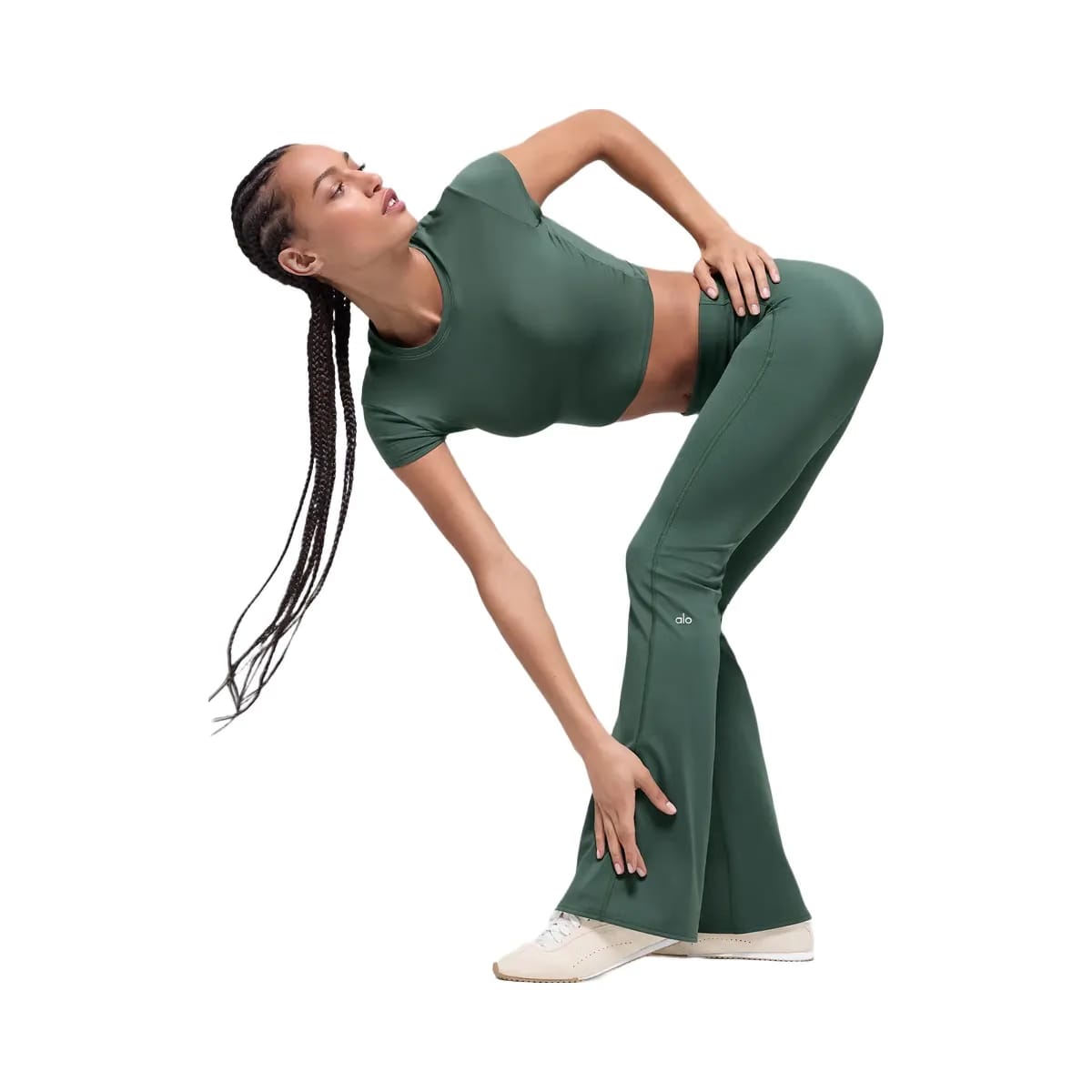 Alo Women's ALO Softsculpt 7/8 Foldover Flare Legging - Clover Green