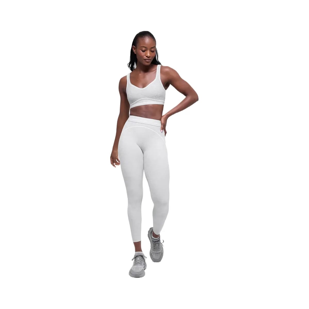 Alo Women's 7/8 High-Waist Alosoft Heart Throb Legging - Athletic Heather Grey/White