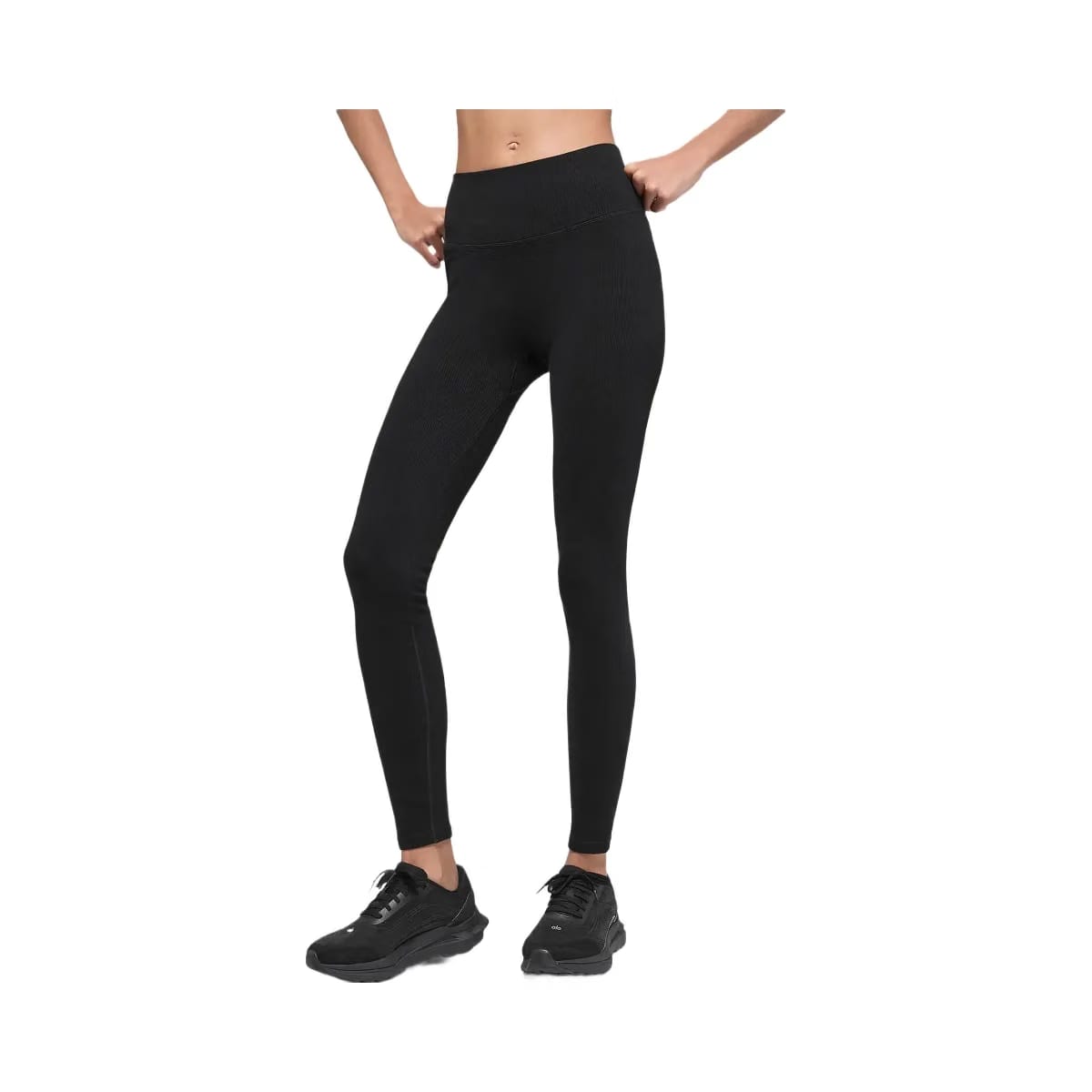 Alo Women's Seamless High-Waist Two Tone Rib Legging - Black