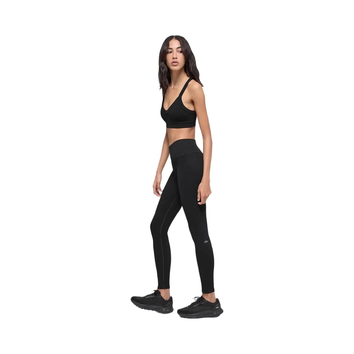 Alo Women's Seamless High-Waist Two Tone Rib Legging - Black