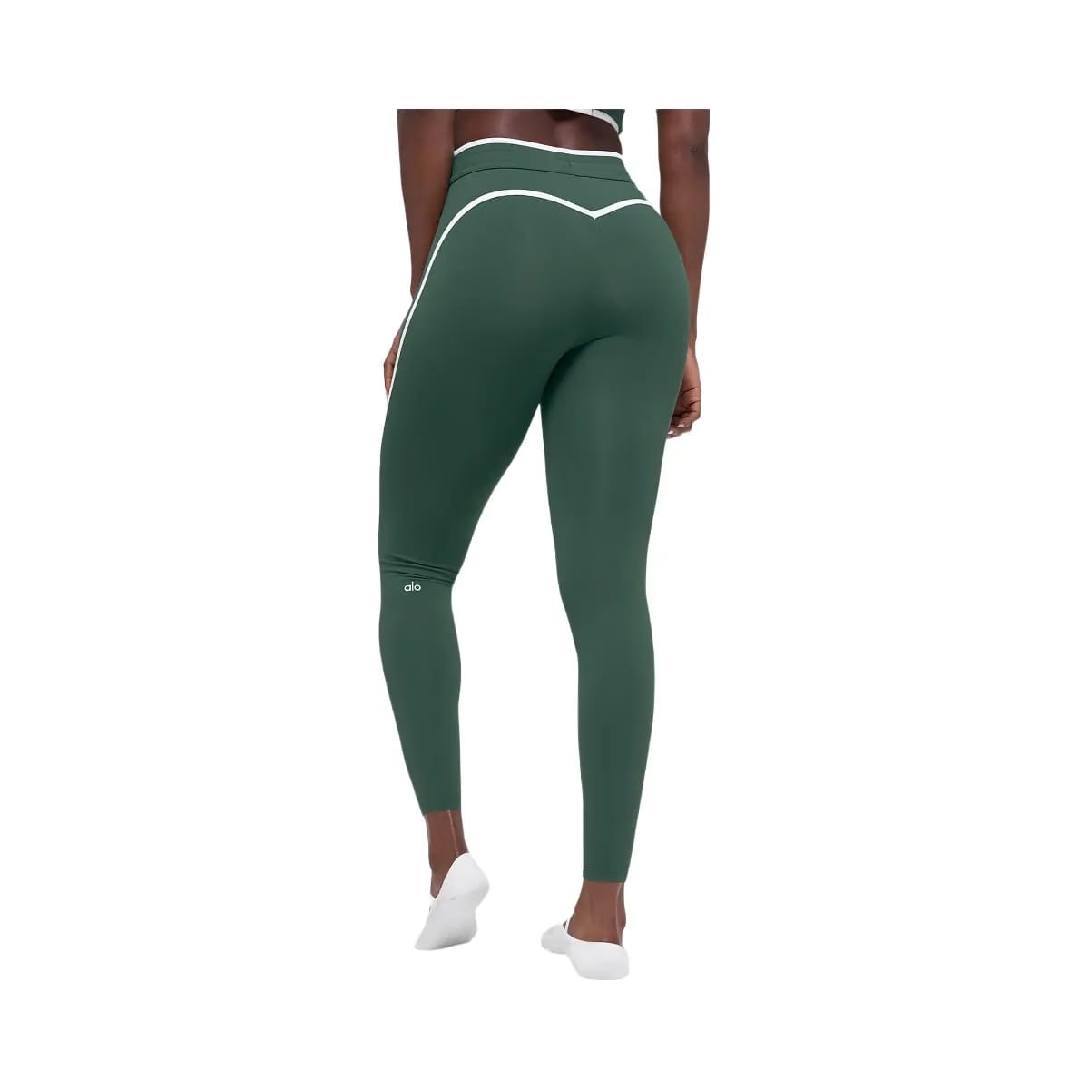 Alo Women's Airbrush High-Waist Race Pace 7/8 Legging - Clover Green/White