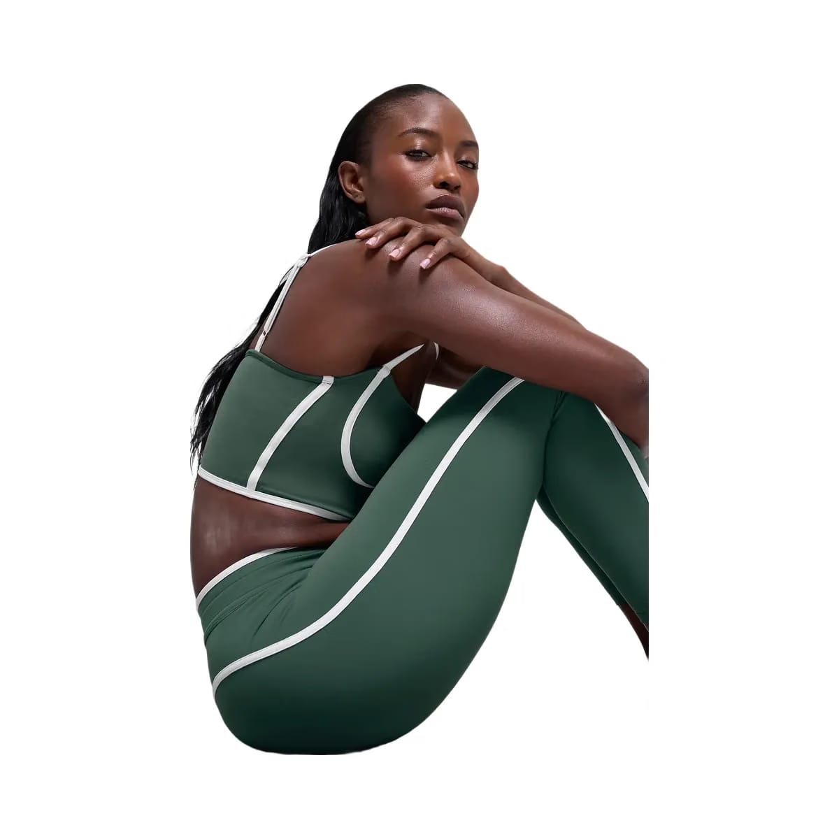Alo Women's Airbrush High-Waist Race Pace 7/8 Legging - Clover Green/White