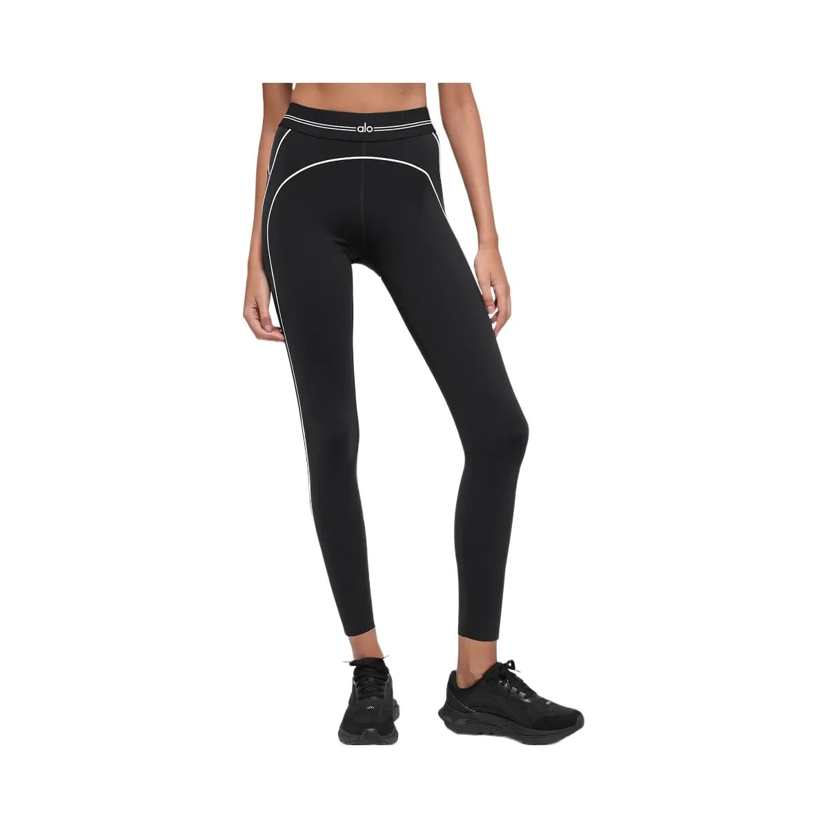 Alo Women's Airbrush High-Waist 7/8 Heart Throb Legging - Black/White