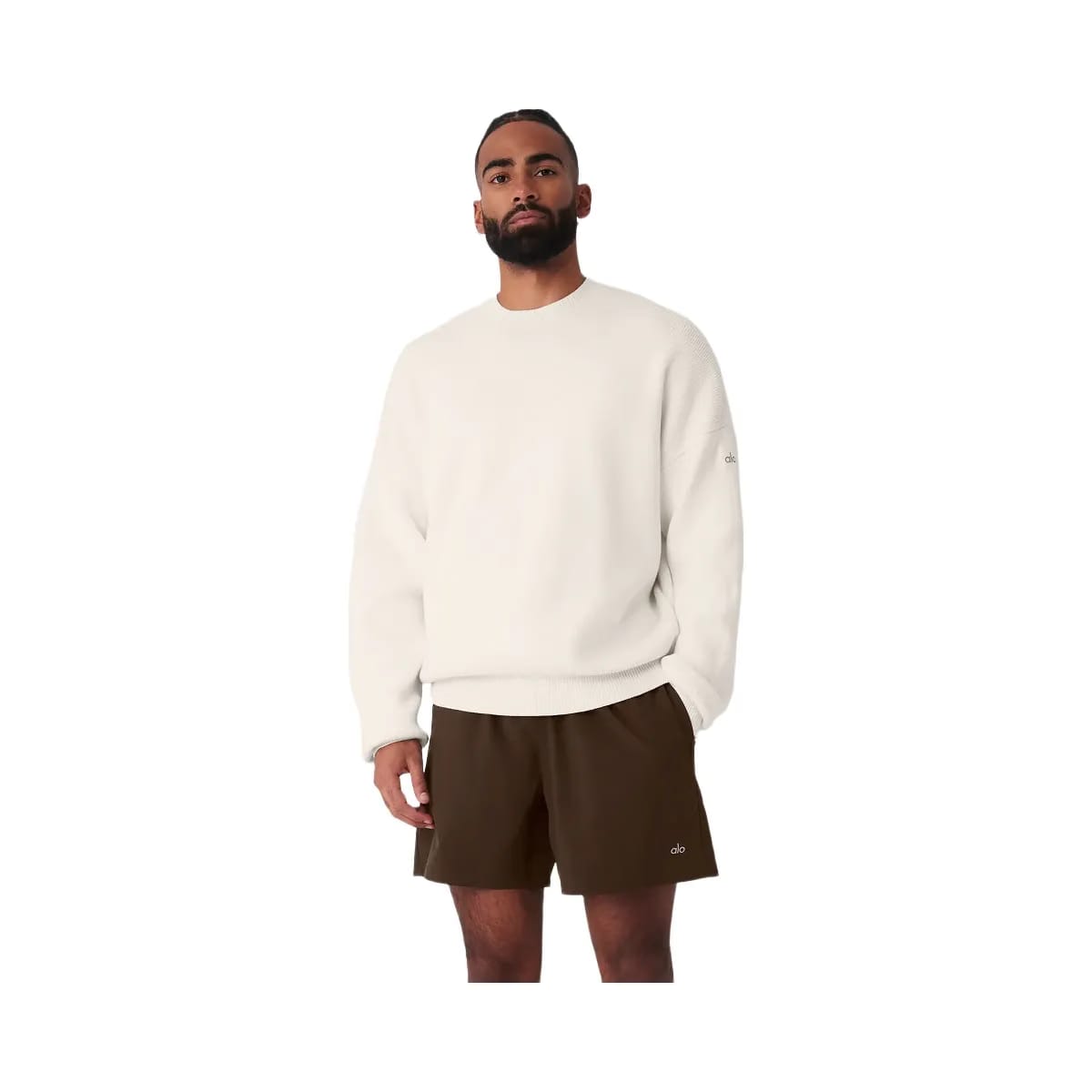 Alo Men's Scholar Crew Neck Sweater - Ivory