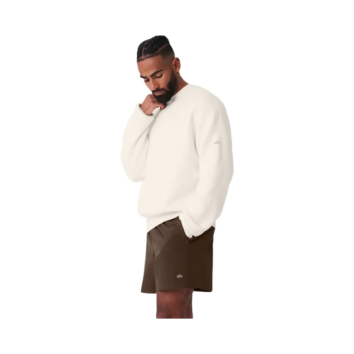 Alo Men's Scholar Crew Neck Sweater - Ivory