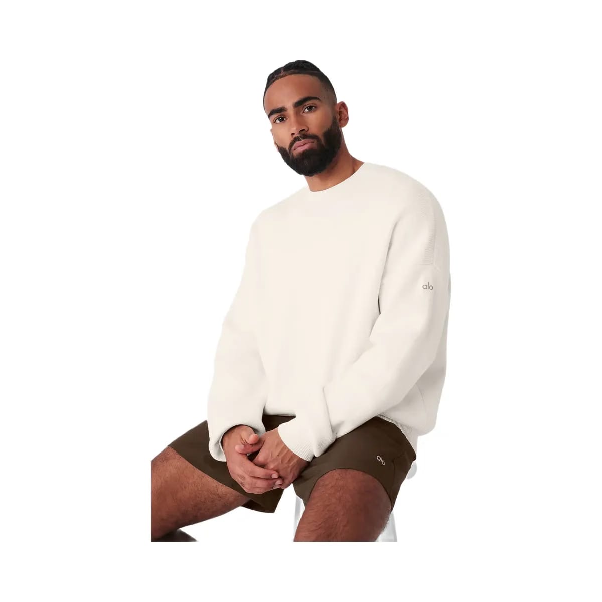 Alo Men's Scholar Crew Neck Sweater - Ivory