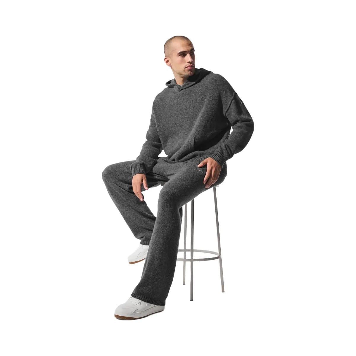Alo Men's Wool Cashmere New Class Hoodie - Platinum Grey
